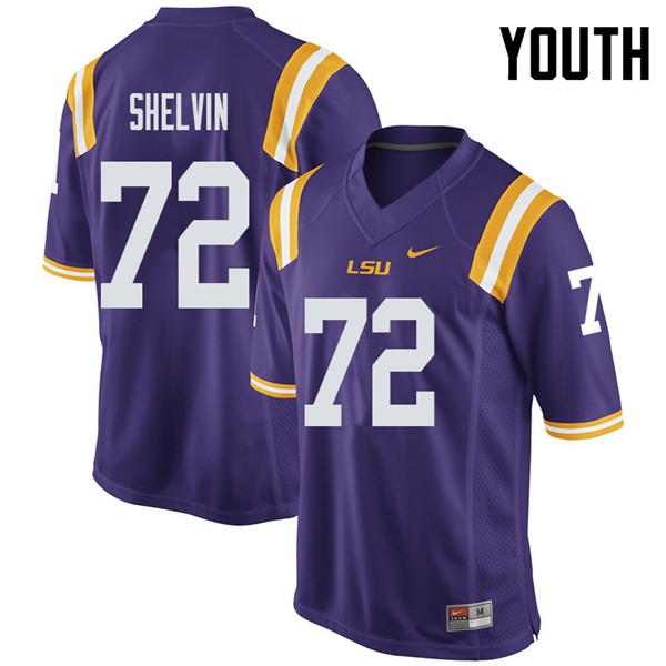 Youth #72 Tyler Shelvin LSU Tigers College Football Jerseys Sale-Purple